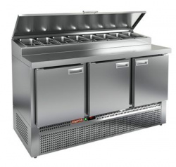 Стол для пиццы охлаждающий PZE1-111/GN (1/3H) (+2+10), 3 двери, 1485х700х850, глуб.раб.пов. 324мм